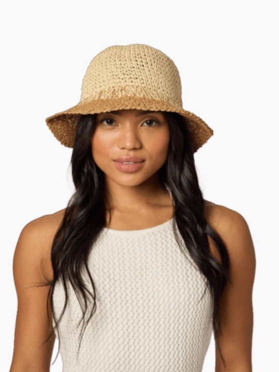 Eugenia Kim Accessories - Eugenia Kim Two-Tone Straw Bucket Hat - Beige & Brown